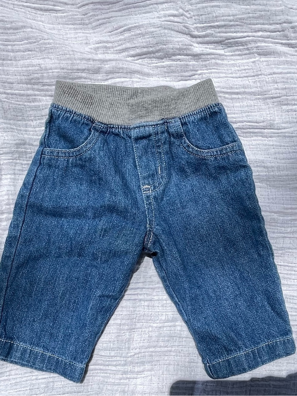 baggy Baby Pull-On Pants with Gray Waistbands